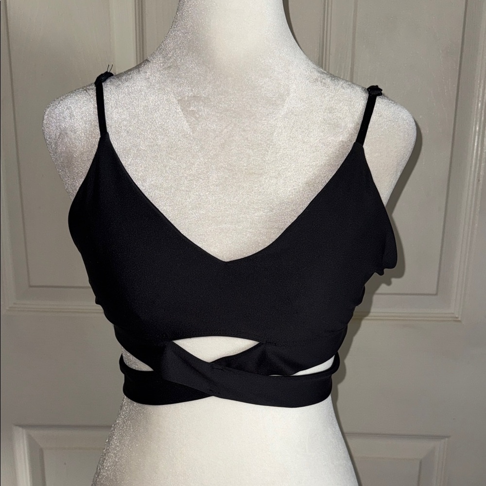 Sommer Ray Black Crossover Workout Crop Top